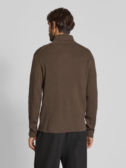 Lindbergh Strickpullover mit Troyer-Kragen Mittelbraun 5