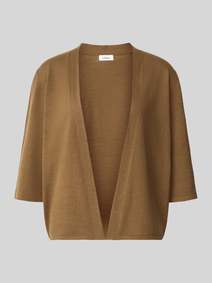 Produktfoto, Regular Fit Bolero aus reiner Baumwolle von s.Oliver RED LABEL in Braun, locker geschnitten mit halblangen Ärmeln, strukturierte Oberfläche