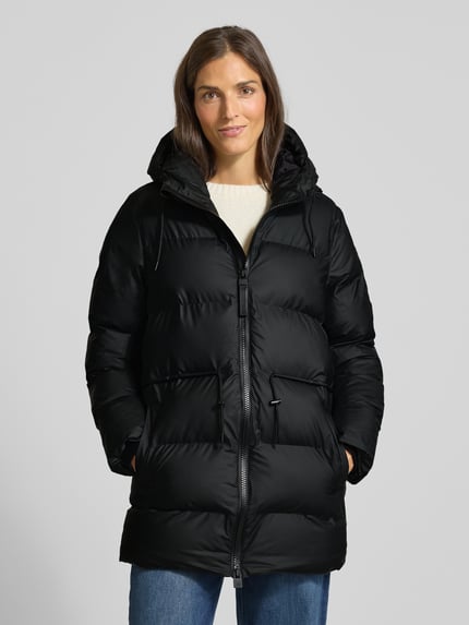 Rains Steppjacke mit Eingrifftaschen Modell 'Alta Long' Black 4