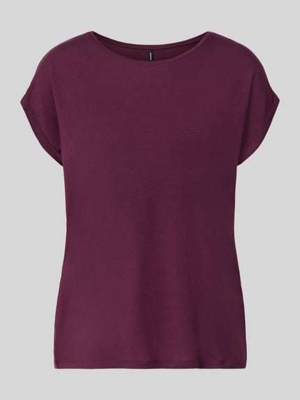 Produktfoto, Regular Fit t-shirt uit lyocell-mix model 'AVA' van VERO MODA in effen donkerpaars, dames t-shirt