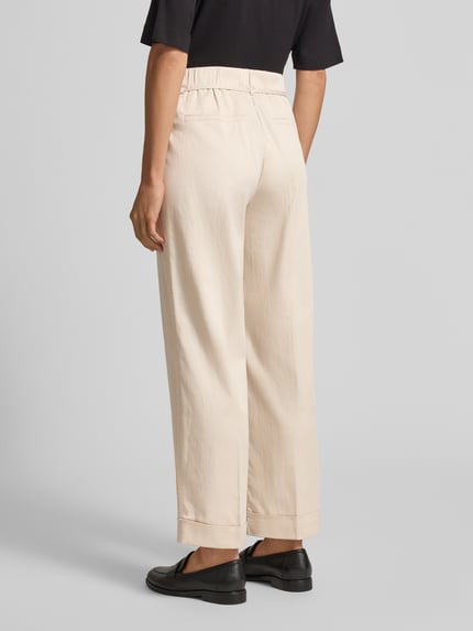 OPUS Straight leg stoffen broek met persplooien, model 'Meeri' Zand - 5
