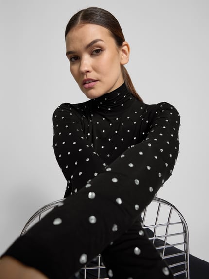 Rabanne Longsleeve mit Ziersteinbesatz Black 3