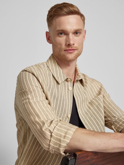 ROTHOLZ Regular fit vrijetijdsoverhemd met streepmotief, model 'Casual' Zand - 3