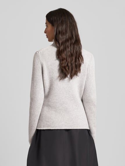 Fynch-Hatton Strickpullover aus Lanawolle mit Stehkragen Hellgrau Melange 5