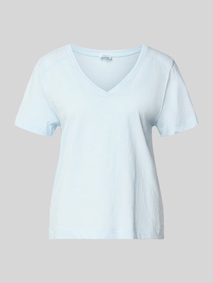 Produktfoto, Relaxed Fit T-Shirt aus reiner Baumwolle von s.Oliver RED LABEL, jasnoniebieski melange, dekolt w serek, krótki rękaw, jersey