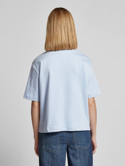 Jake*s Studio Woman T-Shirt mit geripptem Rundhalsausschnitt Hellblau 5