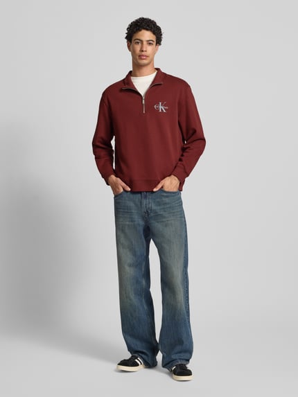 Calvin Klein Jeans Regular Fit Sweatshirt mit Logo-Stitching Modell 'Terry' Rot 1