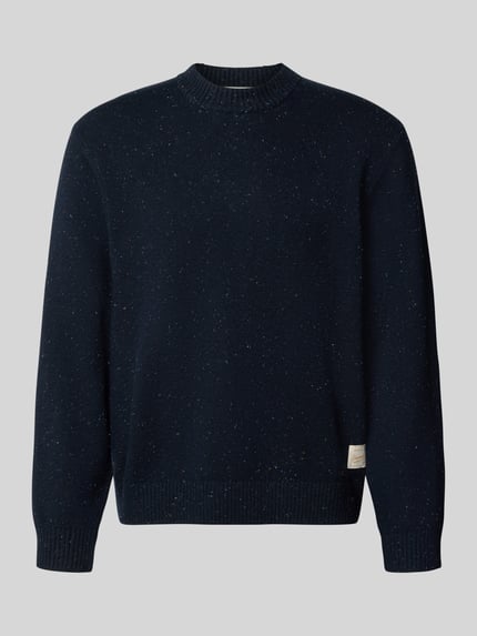 Produktfoto, Regular Fit gebreide pullover met ronde hals van JACK & JONES, Materiaalmix met katoen, ribboorden, met lange mouwen, logopatch voor Heren