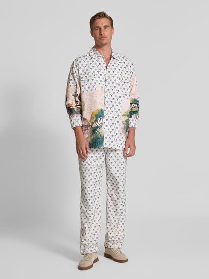 Carlo Colucci Wide Leg Sweatpants mit elastischem Bund Offwhite 1