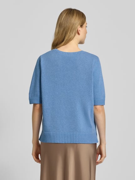 Milano Italy Relaxed fit gebreide pullover van wolmix met wol Bleu - 5