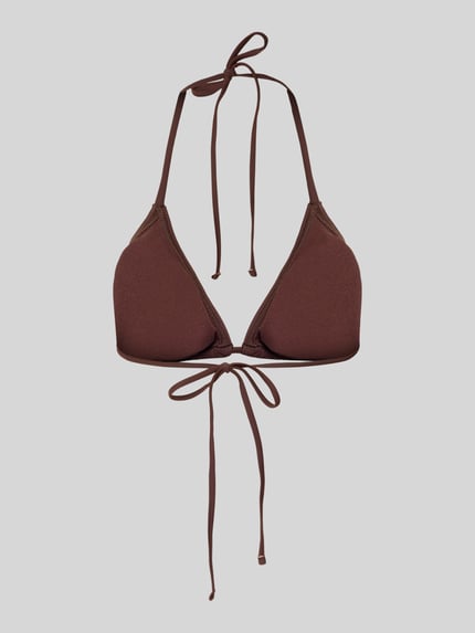 Produktfoto, Bikini-Oberteil mit rückseitiger Schnürung Modell 'BAOMI' von Pieces, Optik:Unifarben, Trägerform: Neckholder, ohne Bügel, gefüttert, Cup-Detail: herausnehmbar, Verschluss(Oberteil): Schnürverschluss