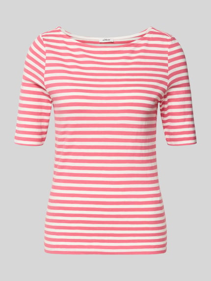 s.Oliver RED LABEL slim fit T-shirt van puur katoen Felroze - 2