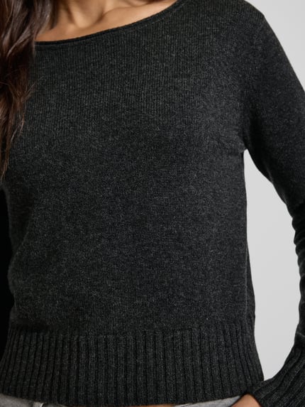 0039 Italy Strickpullover aus Kaschmir-Woll-Mix mit Rundhalsausschnitt Anthrazit 3