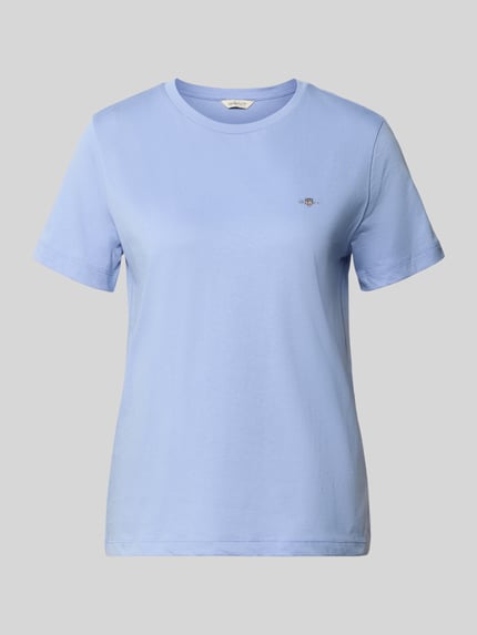 Produktfoto, lichtblauw Regular Fit T-shirt uit puur katoen van GANT, effen kleur, zachte textuur, dames t-shirt.