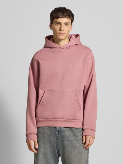 REVIEW Hoodie met labelprint Oudroze - 4