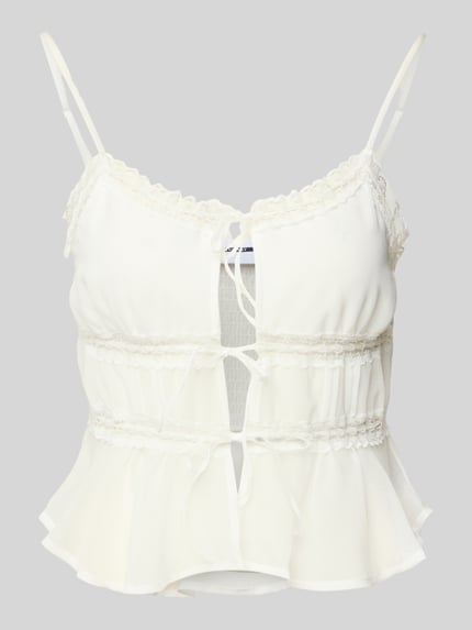 NOISY MAY® Top bluzkowy z koronką szydełkową model ‘FAIRY’ Biały 2