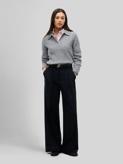 Tommy Hilfiger Poloshirt aus Woll-Mix mit Seide-Anteil Dunkelgrau 1