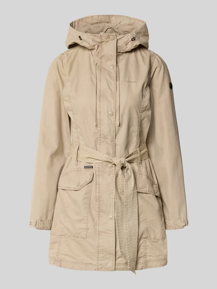 Produktfoto, Jacke mit Bindegürtel Modell 'PREA' von khujo, beige, Baumwoll-Mix, Regular-Fit, Kapuze, Label-Stitching, Damen Jacke