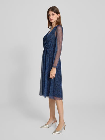MORE & MORE Midi-jurk met V-hals Marineblauw - 1