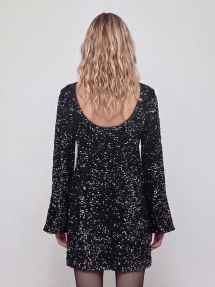 ONLY Paillettenkleid mit tiefem Rückenausschnitt Black 5