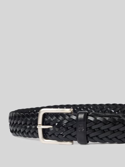 Produktfoto, Flechtgürtel aus Leder Modell 'Clemens' von MARC O'POLO in Schwarz, Dornschließe, 3 cm breit, strukturierte Oberfläche