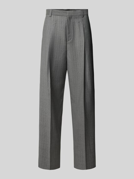 HUGO Loose Fit Bundfaltenhose aus Wolle mit Bügelfalte Mittelgrau 2