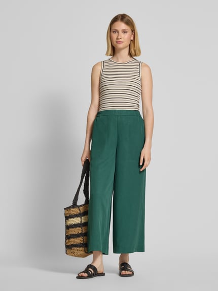 Marc O'Polo Wide leg culotte van een mix van lyocell en linnen Smaragdgroen - 1