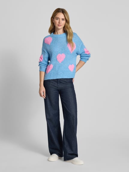 ZABAIONE Gebreide pullover met ronde hals, model 'Bo44nita' Bleu - 1