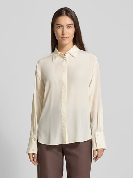 BOSS Relaxed fit blouse van pure zijde, model 'BINALIA' Offwhite - 4