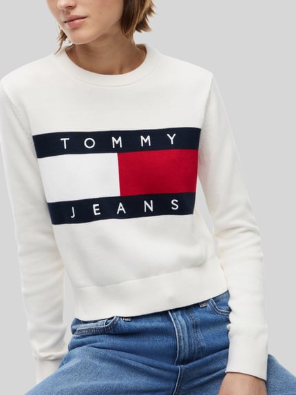 Tommy Jeans Regular Fit Pullover aus reiner Baumwolle Offwhite 3
