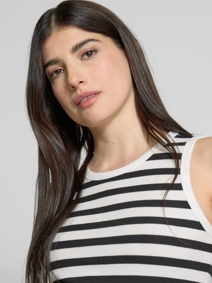 FREE/QUENT Tanktop in riblook, model 'Effy' BLACK - 3
