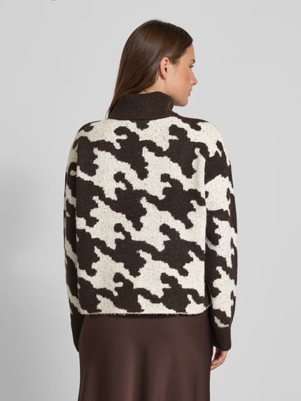 VERO MODA Regular Fit Rollkragenpullover mit Allover-Muster Modell 'HURLEY' Schoko 5