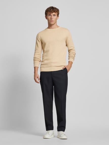 KnowledgeCotton Apparel Strickpullover mit Strukturmuster Modell 'VAGN' Sand 1
