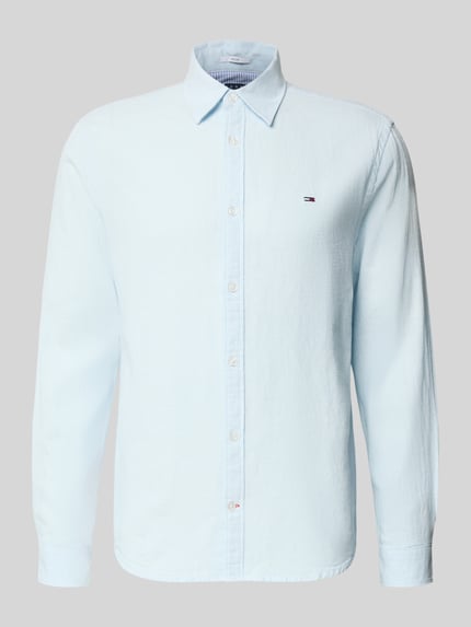 Tommy Jeans regular fit vrijetijdsoverhemd van mix van katoen en linnen Lichtblauw - 2