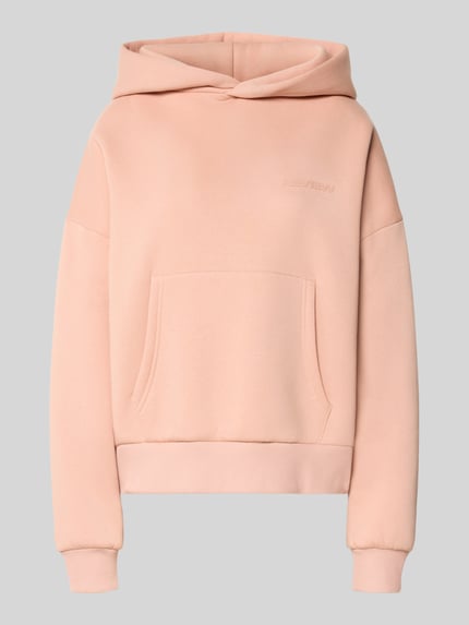 REVIEW Hoodie mit überschnittenen Schultern und Känguru-Tasche Altrosa 2