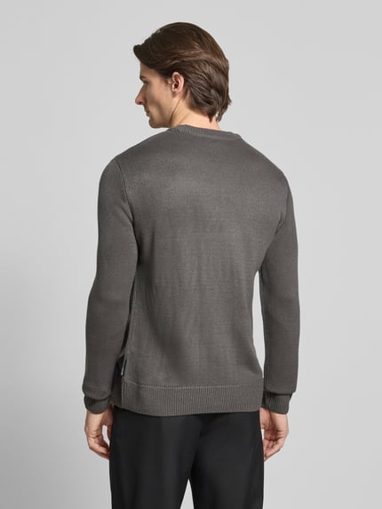 Tom Tailor Denim Regular Fit Strickpullover aus Rippstrick Mittelgrau 5