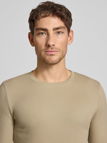 MCNEAL Longsleeve mit Strukturmuster und Rundhalsausschnitt Mud Melange 3