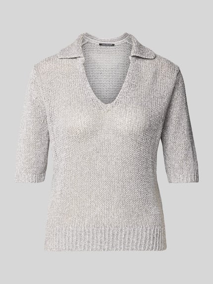Luisa Cerano Strickshirt aus Leinen-Mix mit 1/2-Arm Silber Melange 2