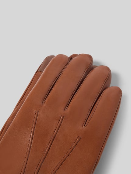 Productfoto, handschoenen uit echt leer met touchscreenfunctie van Akaroa, trensje met drukknoopsluiting, siernaden, heren, glad oppervlak