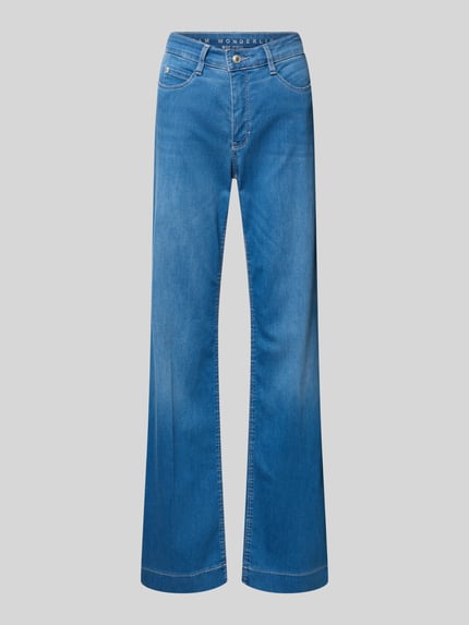 Produktfoto, Wide Leg Jeans mit Eingrifftaschen Modell 'Dream' von MAC in mittlerem Blau aus Baumwoll-Mix mit Modal-Anteil, glatte Textur