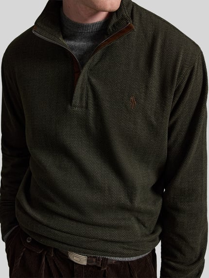 Polo Ralph Lauren Troyer o kroju regular fit z mieszanki bawełny Oliwkowy melanż 3