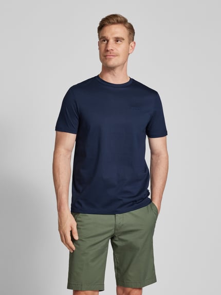 JOOP! COLLECTION T-Shirt mit geripptem Rundhalsausschnitt Modell 'Cosmo' Dunkelblau 4