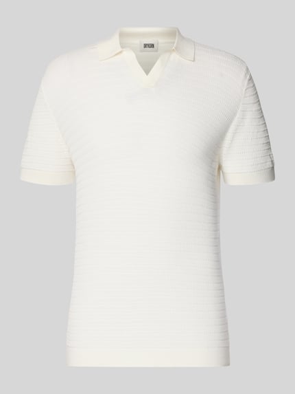 Productfoto, Slim Fit Strick-Poloshirt met structuurpatroon model 'BRAIAN' van Drykorn, katoen, V-hals, heren poloshirt, wit