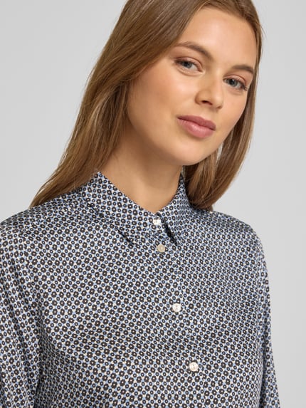 Milano Italy Regular fit blouse van viscose in all-over look Chocoladebruin - 3