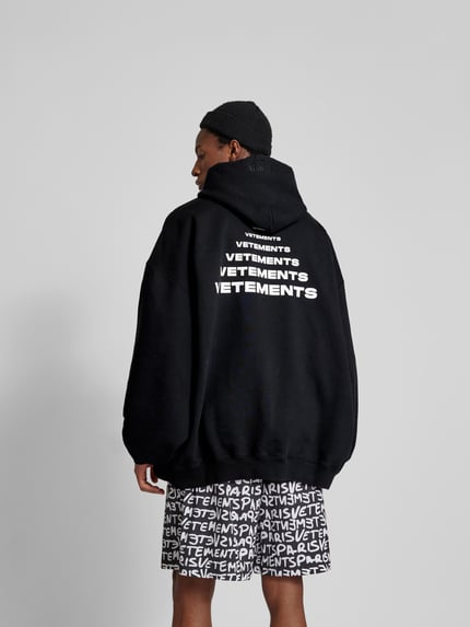 VETEMENTS oversized hoodie met labelprint Zwart - 5