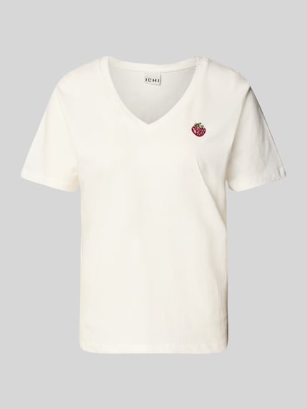 ICHI T-Shirt mit Motiv-Stitching Modell 'KENNEDY' Offwhite 2