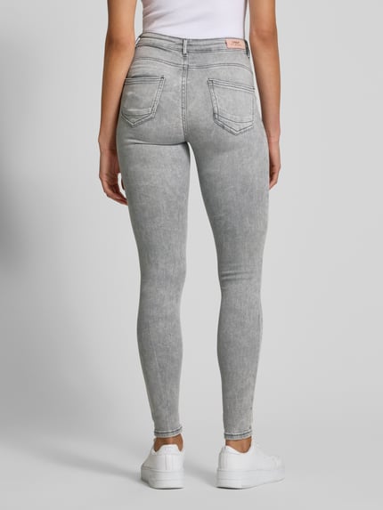 ONLY Skinny fit jeans in used-look, model 'POWER' Middengrijs - 5