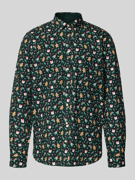 Montego Regular Fit Freizeithemd mit Weihnachtsmotiv Dunkelgruen 2