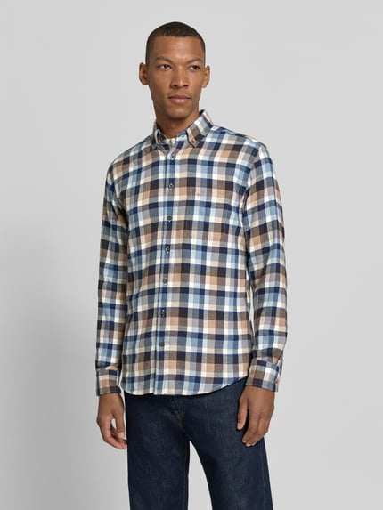 Fynch-Hatton Koszula casualowa o kroju regular fit z wyhaftowanym logo Jasnoniebieski 4