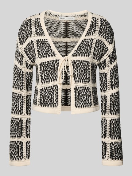 ONLY Regular Fit Strickjacke aus Baumwoll-Mix Modell 'LOA' Ecru 2